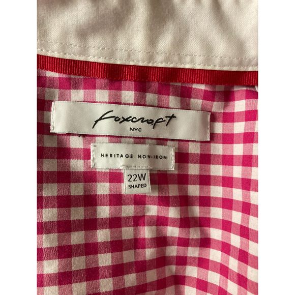 Foxcroft 22W Pink White Gingham Check Non Iron Heritage Shirt Shaped Fit Career - Picture 4 of 4